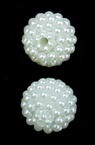 Plastic Round Embossed Pearl Beads for Jewelry Making,  12x12 mm, Hole: 1 mm, Creamy White -20 grams ~ 29 pieces