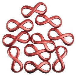 Infinity pearl bead 13x29 mm color red -20 pieces