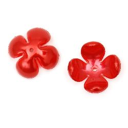 Flower pearl hat 24x24x11 mm hole 2 mm red -10 pieces