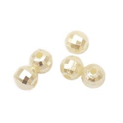 Plastic Faceted Pearl Ball for DIY Jewelry Craft Making, 6 mm, Hole: 2 mm  -20 grams