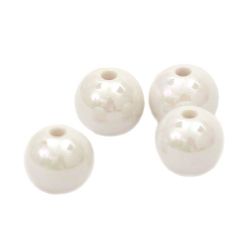 Bead pearl bead 8 mm hole 1 mm white arc -20 grams ~ 70 pieces