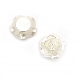 Trandafir  tip perlă 15x8 mm gaură 1,5 mm culoare alb -20 grame ~ 30 bucăți