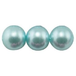 Painted glass pearl beads string, ball shaped for arts, jewelry making projects  4 mm hole 1 mm blue ~ 80 cm ~ 216 pieces
