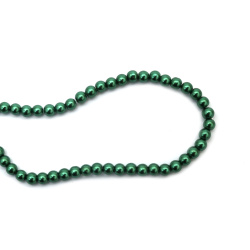 Pearl glass beads  strands, glossy balls for jewelry necklace craft making 6 mm hole 1 mm green dark ~ 80 cm ~ 140 pieces