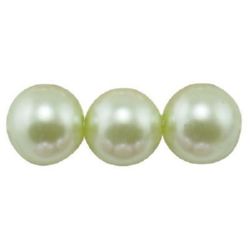Pearl glass beads  strand, round 10 mm green melon ± 80 cm ± 85 pieces
