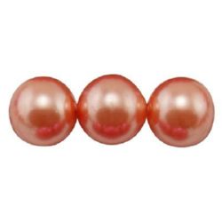Glass round faux pearls  beads for jewelry making, DIY fringes of beads 12mm, coral - 80 cm, approx 85 pieces
