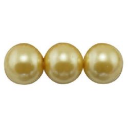 Sheeny glass round pearl beads strand,  12mm, khaki - 80cm, approx 76 pieces