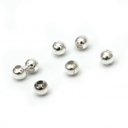 Metal ball 4 mm hole 1.5 mm color white -200 pieces