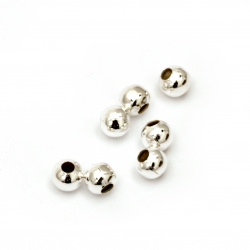 Metal white filled round beads - 6x2.3 mm hole -50 pieces