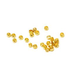 Jewelry Crimp Beads, 2.5 hole 1.3mm color gold -200 pieces