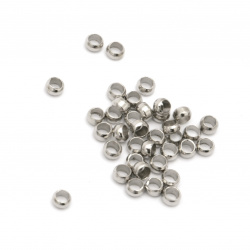 Стопер метал топче 3 мм дупка 2 мм цвят сребро -200 броя