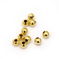 Glossy metal gold ball -4x1.3 mm hole - 100 pieces