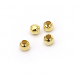 Plain metal ball for DIY necklaces, bracelets and garment accessories 5 mm hole 2 mm gold color - 100 pieces