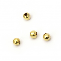 Bilă metalică 6 mm gaură 2 mm culoare auriu -100 piese