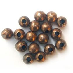 Metal copper ball with big hole - 6x2.3 mm hole - 50 pieces