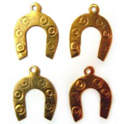 Lucky bead - metal pendant horseshoe   17x22 mm gold - 50 pieces