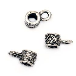 Stoc epuizat. Primeste notificare pe email cand produsul revine in stoc Margele cilindru metalic 7x6 mm gaură 4 mm culoare argint vechi -10 bucăți