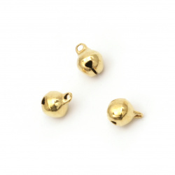 Metal Jingle bell for jewelry making and DIY decorations 8x10 mm hole 1.5 mm first quality color gold - 50 pieces