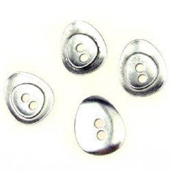 Мънисто метал копче 24x19x2 мм дупка 3 мм цвят сребро -5 броя