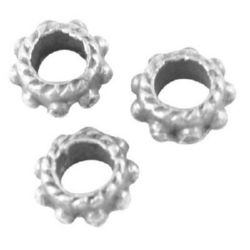 Margele metalică floare cu 6x3 mm gaură 3 mm culoare argintiu vechi-50 bucăți