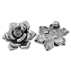 Metal rose shaped pendant 33x8 mm hole 3 mm color old silver - 1 piece