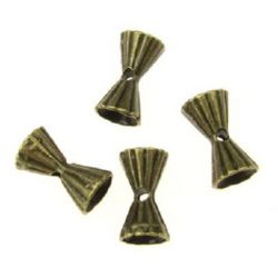 Metal bead in shape of two-way cone 12x7 mm hole 2 mm color antique bronze -10 pieces