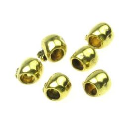 Sheeny metal apple form bead 8x11x8 mm hole 4 mm color old gold - 10 pieces