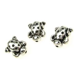 Metal bead, tiny turtle  13x12x8 mm hole 1 mm color old silver - 5 pieces