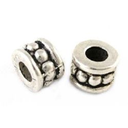 Jewelry divider, metal in cylinder form bead 6x4.5 mm hole 3 mm color old silver - 20 pieces