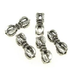 Metal bead 14.5x6x6 mm hole 1 mm color silver -10 pieces