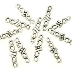 Metal Connector Bead, Link Charm for Jewelry Making, 16x5 mm, Hole: 1.5 mm, Silver -20 pieces