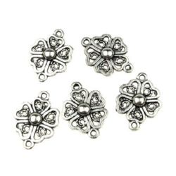 Λουλούδι σύνδεσμος 20x15x3 mm 1 mm ασημί -8 κομμάτια ~ 10 γραμμάρια