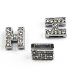 Буква за нанизване метал кристали H дупка 8 мм