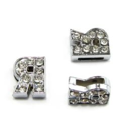 Crystal Rhinestone Slide Charms /  Letter Я for DIY, Wristbands, Bracelets, Jewelry Making, Hole: 8 mm