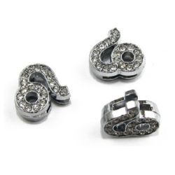 Zodiac sign Leo, metal element for stringing with dazzling crystals 11 mm hole 8 mm