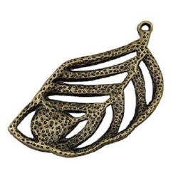 Pandantiv tablă metalică 31x55x3 mm gaură 2 mm culoare antk bronz -2 bucăți