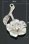 Delicate metal in flower form charm 39x30x4 mm hole 2 mm color silver - 5 pieces