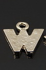 Letter W shaped metal charm, flat bead with ring 12.5x11.5x1.5 mm - 5 pieces