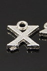 Metal flat pendant - letter X with ring 12x10x1.5 mm - 5 pieces