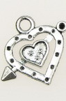Metal charm, bead heart shaped 23x26x3 mm hole 3 mm color old silver - 5 pieces