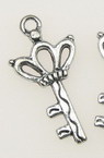 Metal Pendant for Bracelet and Necklace / Key, 25x13x3 mm, Hole: 2 mm, Antique Silver, 10 pieces