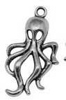 Pandantiv metal caracatiță 31x17x4 mm gaură 3 mm culoare argintiu -5 bucăți