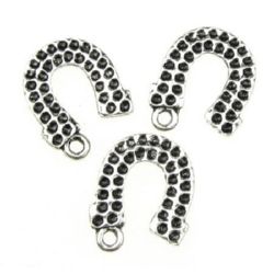 Pendant metal horseshoe with recesses for crystals 18x14x1 mm hole 2 mm color silver - 10 pieces