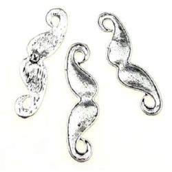 Connecting element metal mustache 47x13x2 mm hole 4.5 mm color silver -5 pieces