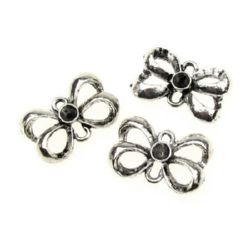 Metal Connector Bead / Butterfly, Link Charm Jewelry Finding, 21x14x3 mm, Hole: 3 mm, Old Silver -5 pieces