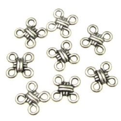 Element împletitură metalică 12 mm gaură 1,5 mm argintiu -20 bucăți