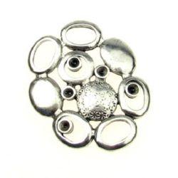 Connecting element metal ellipses 33.5x27x3.5 mm hole 5x7 mm color silver
