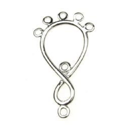 Metal Connecting Element for Earrings and Necklace Making, 33x18x1 mm, Hole: 1.5 mm, Silver