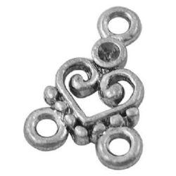 Metal figurine for jewelry making, connecting element 15x11x2 mm hole 2 mm color silver - 10 pieces