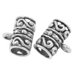 Margele cilindru metalic cu inel 13x12x8 mm gaură 2 mm culoare argint vechi -10 bucăți